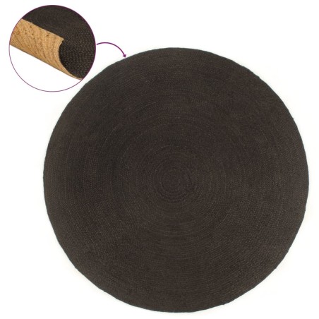 Tappeto Reversibile Antracite e Naturale 180 cm Iuta Rotondo