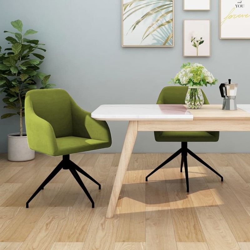 Sedie da Pranzo 2 pz Verde Chiaro in Velluto