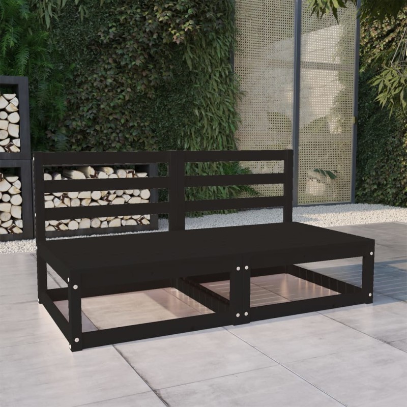 vidaXL Divano da Giardino a 2 Posti Nero in Legno Massello di Pino vidaXL Divano da Giardino a 2 Posti Nero in Legno Massello di Pino