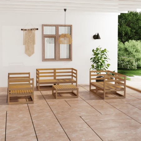 vidaXL Set Salotto da Giardino 7pz Marrone Ambra Legno Massello Pino