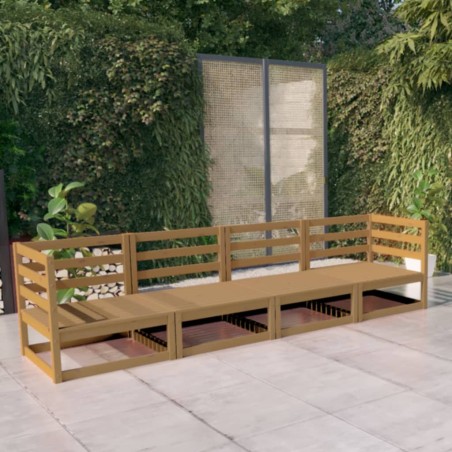vidaXL Divano da Giardino 4 Posti Marrone Ambra Legno Massello di Pino