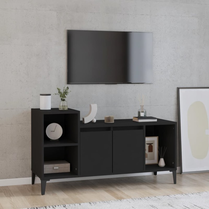 Mobile Porta TV Nero 100x35x55 cm in Legno Multistrato Mobile Porta TV Nero 100x35x55 cm in Legno Multistrato