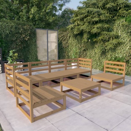 vidaXL Set Salotto da Giardino 7pz Marrone Ambra Legno Massello Pino