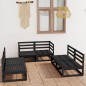 vidaXL Set Divani da Giardino 6 pz Nero in Legno Massello di Pino