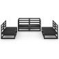 vidaXL Set Divani da Giardino 6 pz Nero in Legno Massello di Pino