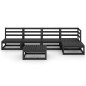 vidaXL Set Divani da Giardino 6 pz Nero in Legno Massello di Pino
