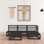 Set Divani da Giardino 5 pz Nero in Legno Massello di Pino Set Divani da Giardino 5 pz Nero in Legno Massello di Pino