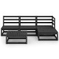 Set Divani da Giardino 5 pz Nero in Legno Massello di Pino Set Divani da Giardino 5 pz Nero in Legno Massello di Pino