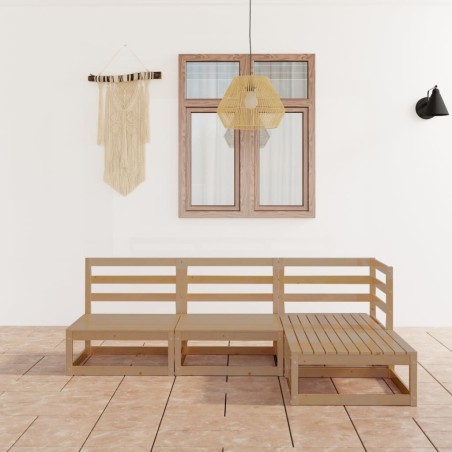 vidaXL Set Salotto da Giardino 4pz Marrone Ambra Legno Massello Pino