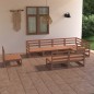 vidaXL Set Salotto da Giardino 8pz Marrone Ambra Legno Massello Pino vidaXL Set Salotto da Giardino 8pz Marrone Ambra Legno Massello Pino