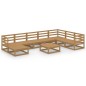 vidaXL Set Salotto da Giardino 9pz Marrone Ambra Legno Massello Pino