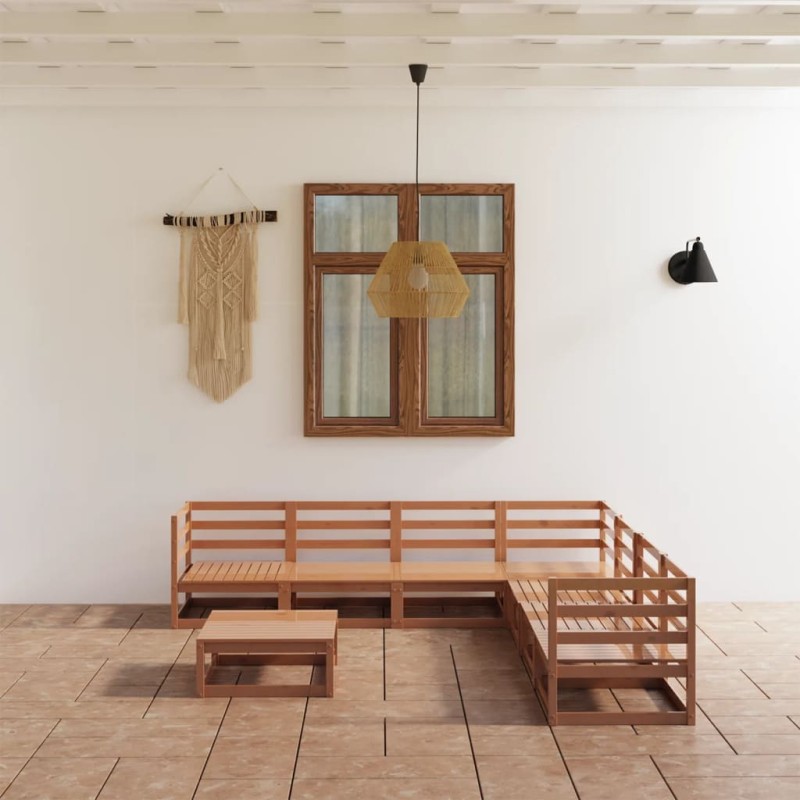 vidaXL Set Salotto da Giardino 8pz Marrone Ambra Legno Massello Pino vidaXL Set Salotto da Giardino 8pz Marrone Ambra Legno Massello Pino