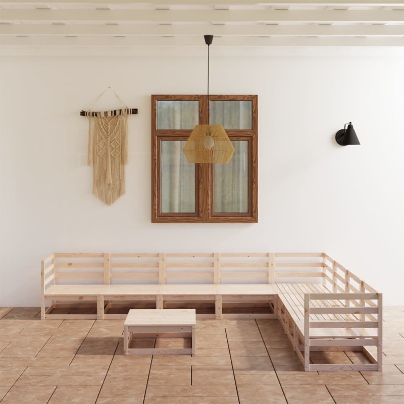 vidaXL Set Divani da Giardino 9 pz in Legno Massello di Pino vidaXL Set Divani da Giardino 9 pz in Legno Massello di Pino