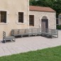 vidaXL Set Divani da Giardino 8 pz Grigi in Legno Massello di Pino