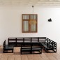 vidaXL Set Divani da Giardino 12 pz Nero in Legno Massello di Pino vidaXL Set Divani da Giardino 12 pz Nero in Legno Massello di Pino