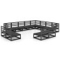 vidaXL Set Divani da Giardino 12 pz Nero in Legno Massello di Pino vidaXL Set Divani da Giardino 12 pz Nero in Legno Massello di Pino