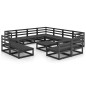 vidaXL Set Divani da Giardino 12 pz Nero in Legno Massello di Pino vidaXL Set Divani da Giardino 12 pz Nero in Legno Massello di Pino
