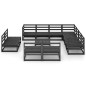 vidaXL Set Divani da Giardino 12 pz Nero in Legno Massello di Pino vidaXL Set Divani da Giardino 12 pz Nero in Legno Massello di Pino
