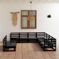 vidaXL Set Divani da Giardino 9 pz Nero in Legno Massello di Pino vidaXL Set Divani da Giardino 9 pz Nero in Legno Massello di Pino