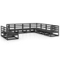 vidaXL Set Divani da Giardino 9 pz Nero in Legno Massello di Pino vidaXL Set Divani da Giardino 9 pz Nero in Legno Massello di Pino