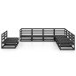 vidaXL Set Divani da Giardino 9 pz Nero in Legno Massello di Pino vidaXL Set Divani da Giardino 9 pz Nero in Legno Massello di Pino