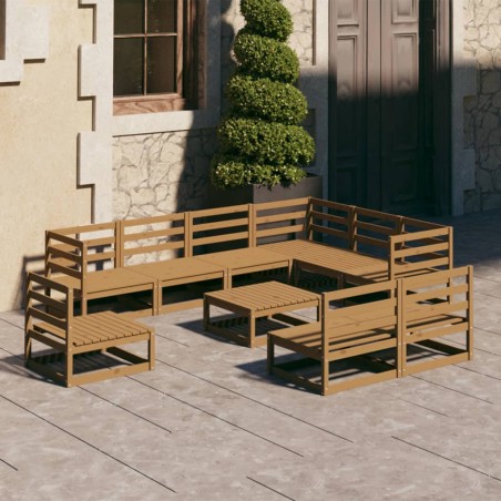 vidaXL Set Salotto da Giardino 10pz Marrone Ambra Legno Massello Pino