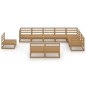 vidaXL Set Salotto da Giardino 10pz Marrone Ambra Legno Massello Pino vidaXL Set Salotto da Giardino 10pz Marrone Ambra Legno Massello Pino