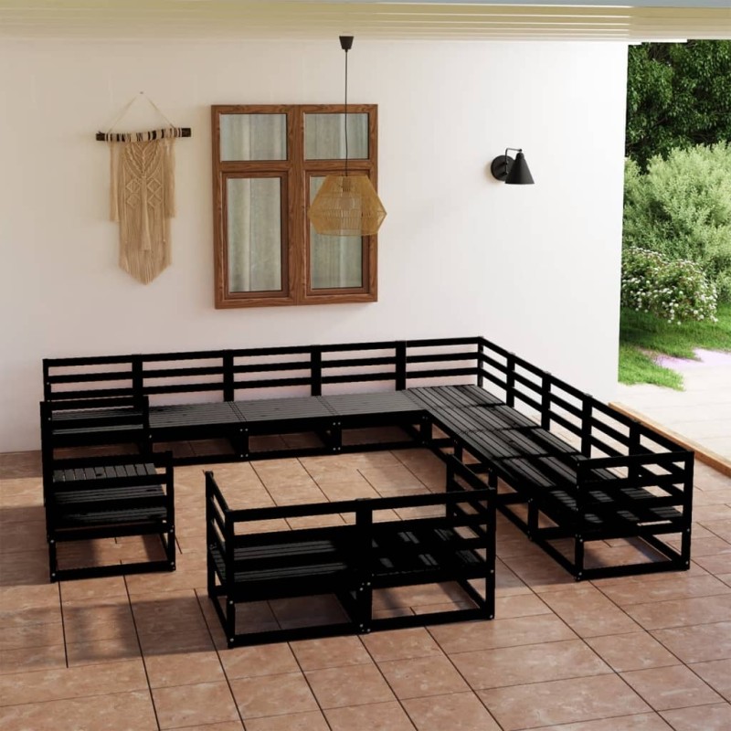 Set Divani da Giardino 13 pz in Legno Massello di Pino