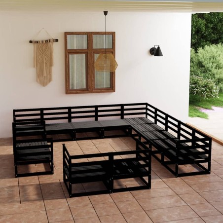 Set Divani da Giardino 13 pz in Legno Massello di Pino