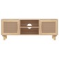 Mobile TV Marrone 105x30x40 cm Massello Pino e Rattan Naturale
