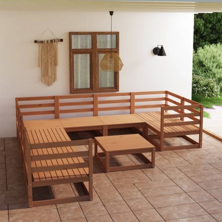 vidaXL Set Divani da Giardino 9 pz in Legno Massello di Pino