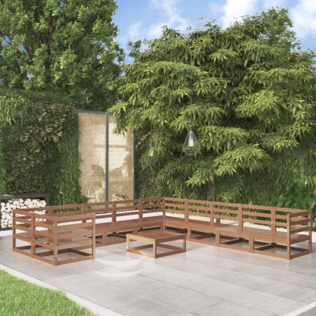 vidaXL Set Divani da Giardino 11 pz in Legno Massello di Pino