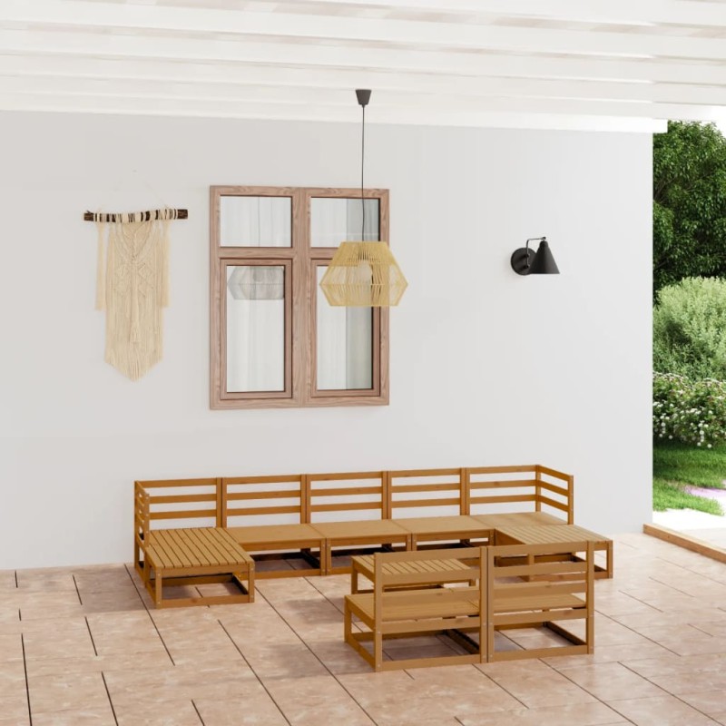 Set Divani da Giardino 10 pz in Legno Massello di Pino Set Divani da Giardino 10 pz in Legno Massello di Pino