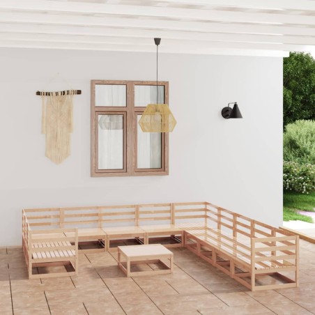 vidaXL Set Divani da Giardino 12 pz in Legno Massello di Pino
