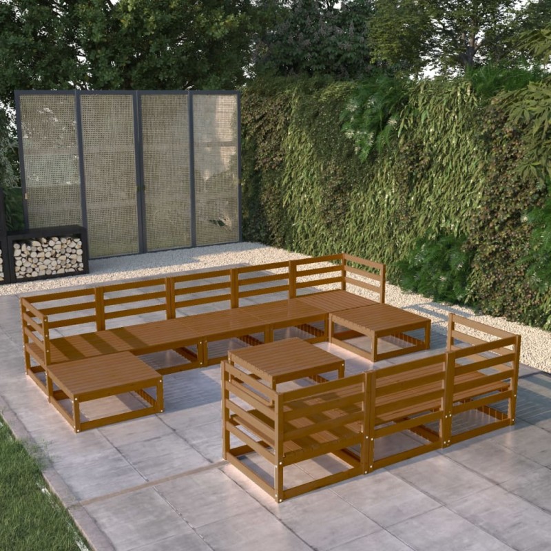 vidaXL Set Divani da Giardino 11 pz in Legno Massello di Pino vidaXL Set Divani da Giardino 11 pz in Legno Massello di Pino