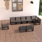 vidaXL Set Divani da Giardino 9 pz Nero in Legno Massello di Pino