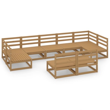 vidaXL Set Divani da Giardino 9 pz in Legno Massello di Pino