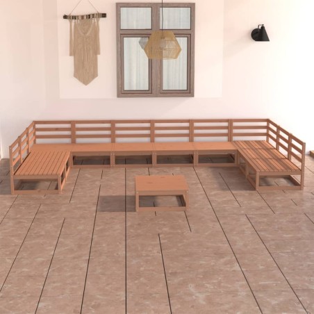 vidaXL Set Divani da Giardino 11 pz in Legno Massello di Pino