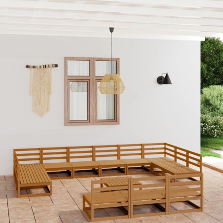 vidaXL Set Divani da Giardino 14 pz in Legno Massello di Pino