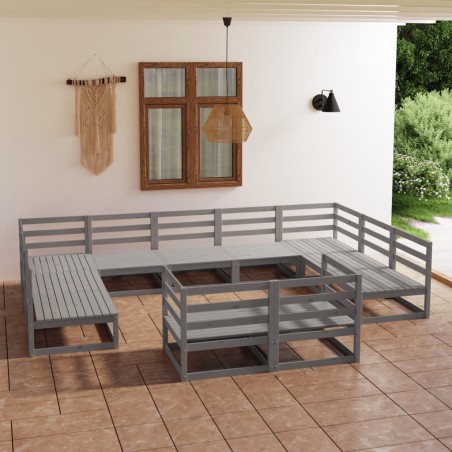 vidaXL Set Divani da Giardino 11 pz in Legno Massello di Pino
