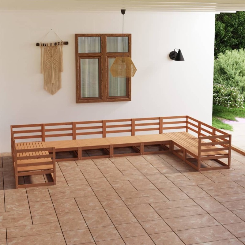 vidaXL Set Divani da Giardino 10 pz in Legno Massello di Pino vidaXL Set Divani da Giardino 10 pz in Legno Massello di Pino
