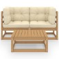 vidaXL Set Divani da Giardino 3 pz con Cuscini Legno Massello di Pino vidaXL Set Divani da Giardino 3 pz con Cuscini Legno Massello di Pino