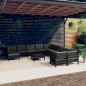 Set Divani da Giardino 12 pz con Cuscini in Legno di Pino Nero Set Divani da Giardino 12 pz con Cuscini in Legno di Pino Nero
