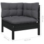 Set Divani da Giardino 12 pz con Cuscini in Legno di Pino Nero Set Divani da Giardino 12 pz con Cuscini in Legno di Pino Nero