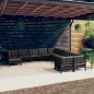 vidaXL Set Divani da Giardino 11 pz con Cuscini Massello di Pino Nero vidaXL Set Divani da Giardino 11 pz con Cuscini Massello di Pino Nero