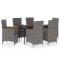 Set Mobili da Pranzo per Giardino 7 pz con Cuscini Grigio Set Mobili da Pranzo per Giardino 7 pz con Cuscini Grigio