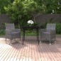 Set da Pranzo per Giardino 3 pz con Cuscini Polyrattan e Vetro Set da Pranzo per Giardino 3 pz con Cuscini Polyrattan e Vetro