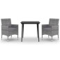Set da Pranzo per Giardino 3 pz con Cuscini Polyrattan e Vetro Set da Pranzo per Giardino 3 pz con Cuscini Polyrattan e Vetro