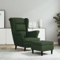Poltrona Schienale ad Ala con Poggiapiedi Verde Scuro Velluto Poltrona Schienale ad Ala con Poggiapiedi Verde Scuro Velluto