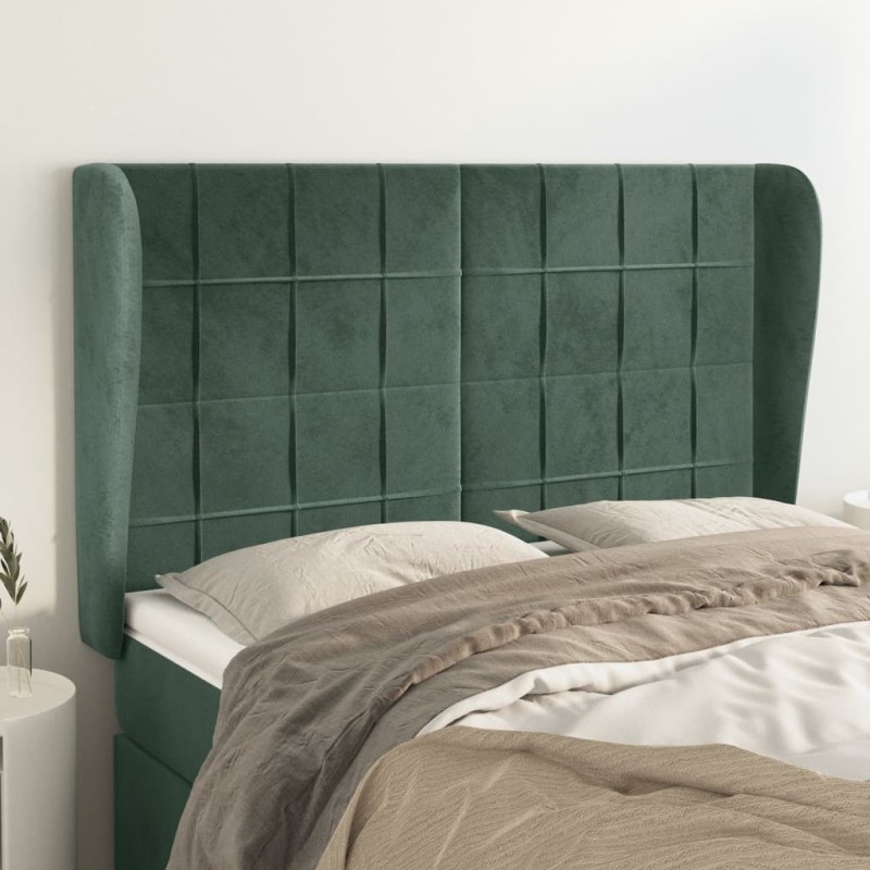vidaXL Testiera ad Orecchio Verde Scuro 147x23x118/128cm in Velluto